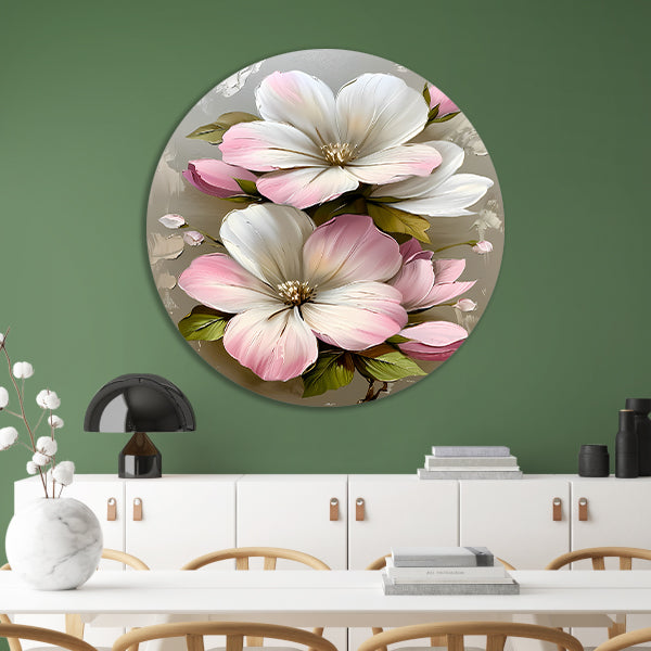 Moderne minimalistische bloemen in zachte pastelkleuren forex muurcirkel