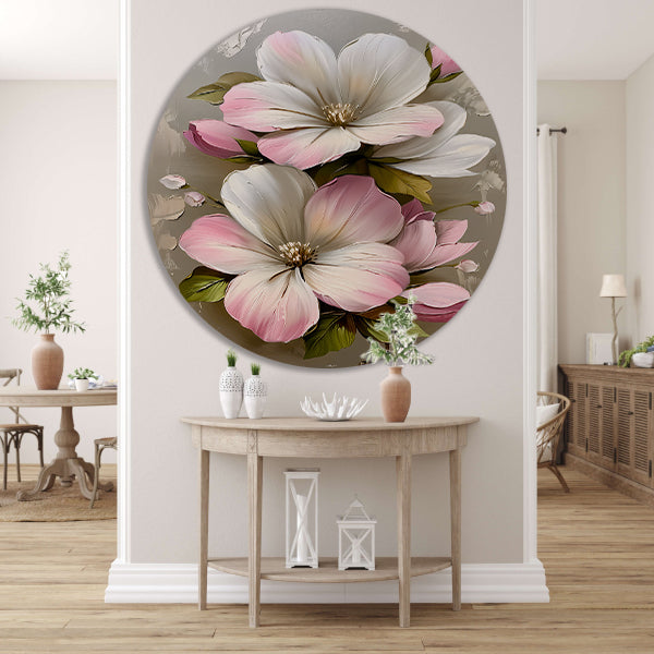 Moderne minimalistische bloemen in zachte pastelkleuren forex muurcirkel