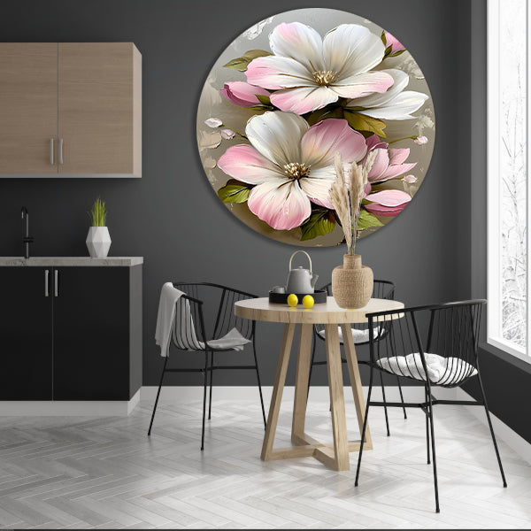 Moderne minimalistische bloemen in zachte pastelkleuren forex muurcirkel
