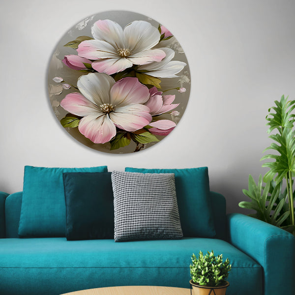 Moderne minimalistische bloemen in zachte pastelkleuren forex muurcirkel