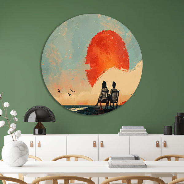 Romantisch silhouet bij zonsondergang forex muurcirkel