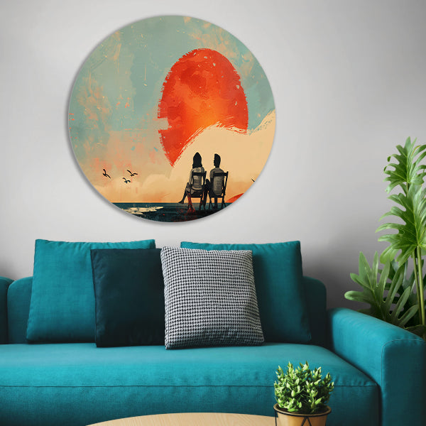 Romantisch silhouet bij zonsondergang forex muurcirkel