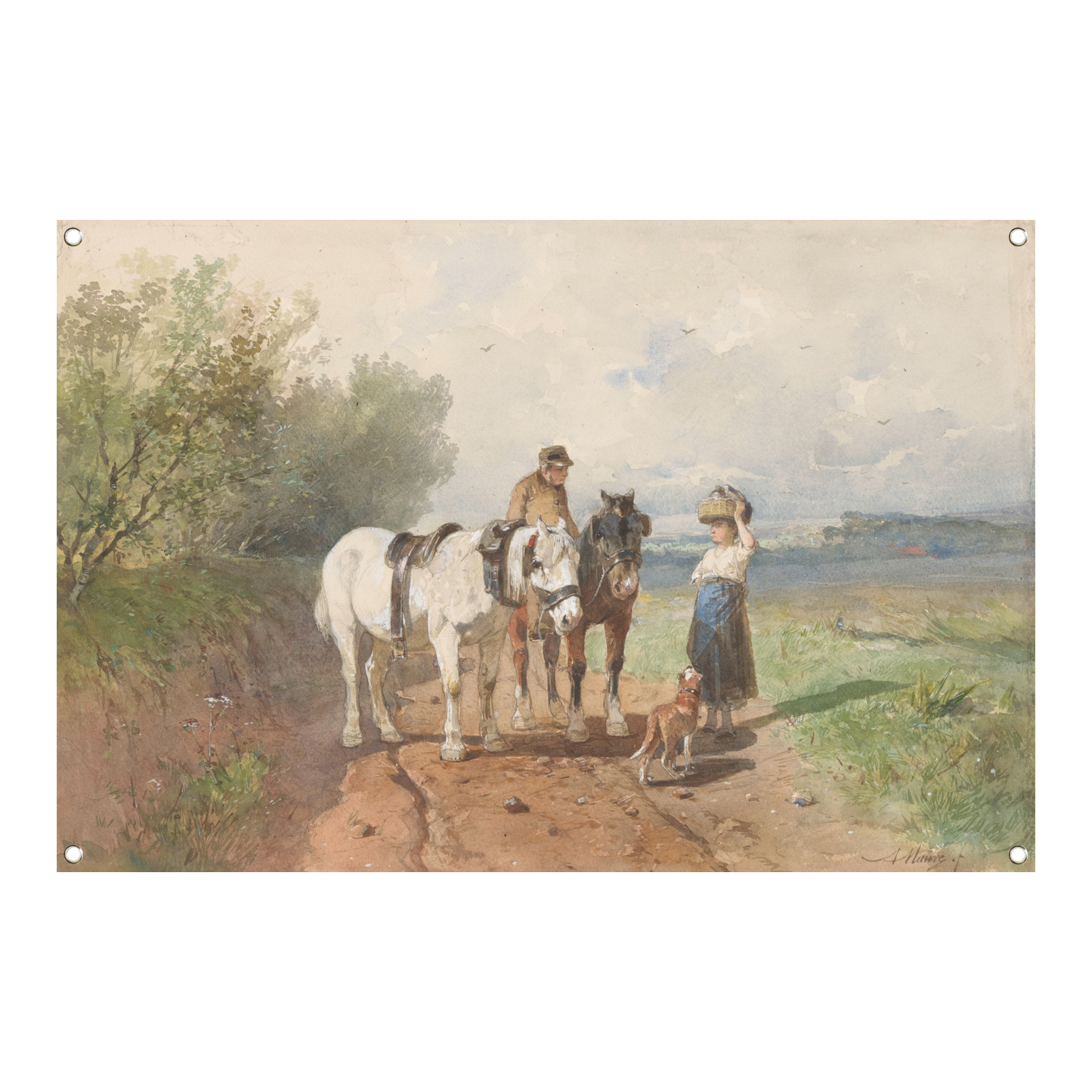 Praatje op een landsweg - Anton Mauve tuinposter