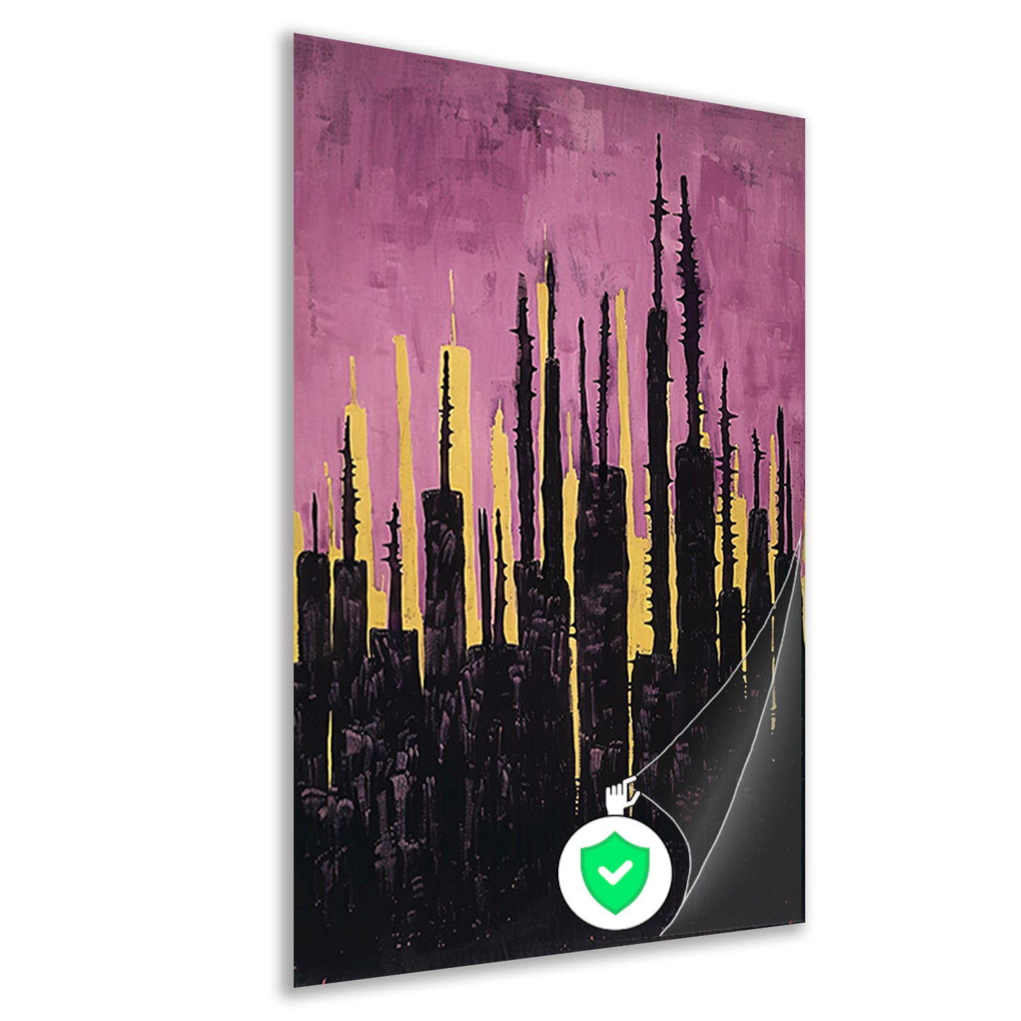 Abstracte stadsgezicht met levendige kleuren poster