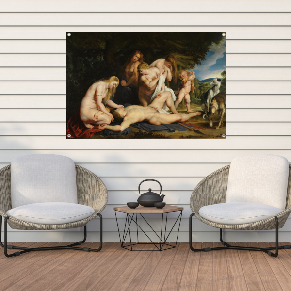 De dood van Adonis - Peter Paul Rubens tuinposter
