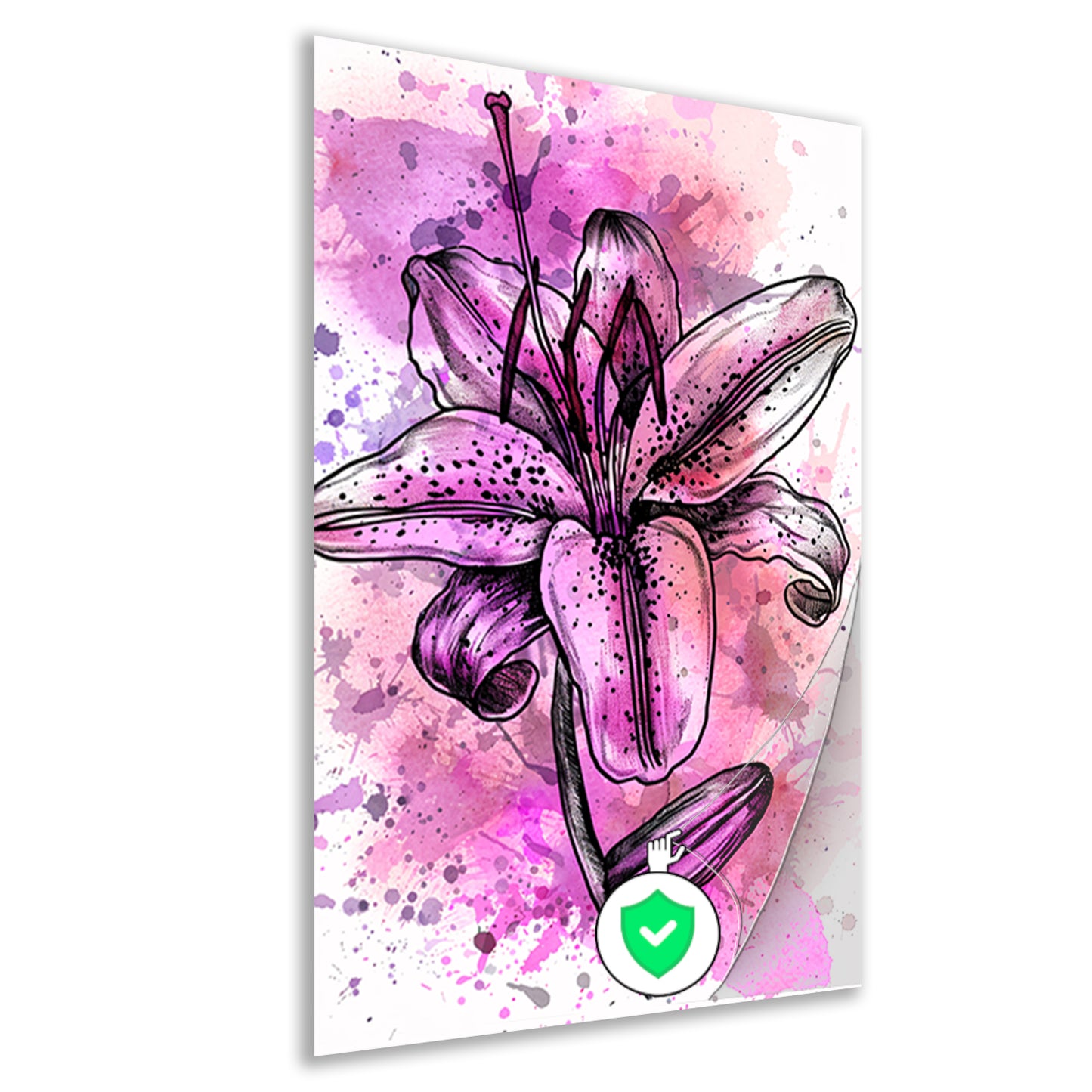 Abstracte bloem in levendige roze tinten poster