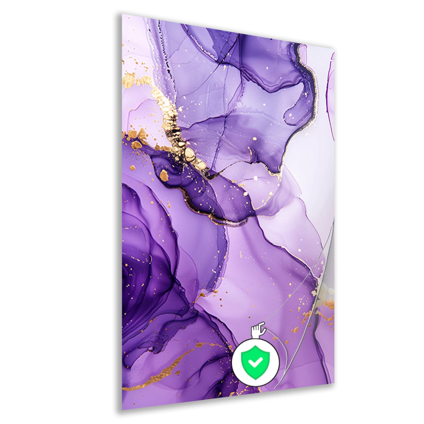 Paarse inkt en gouden aderen abstract poster
