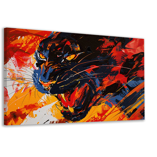 Abstracte kleurrijke zwarte panter schilderij canvas
