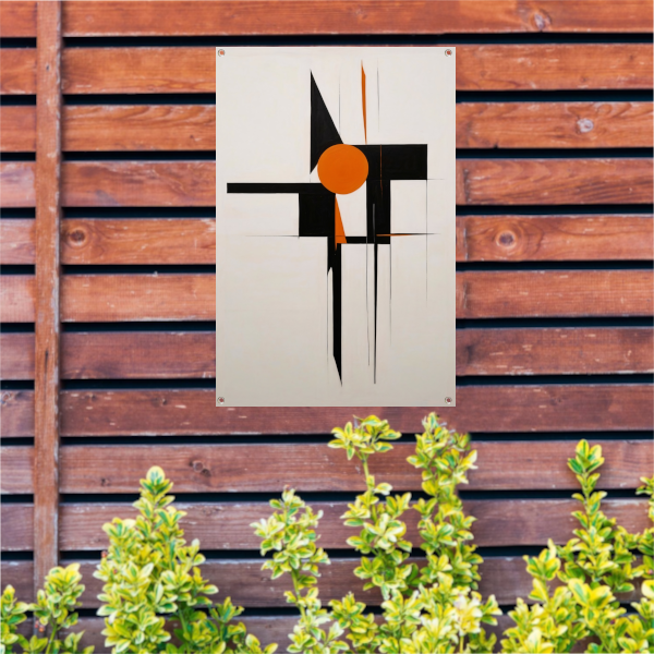 Zwart-Wit en Oranje Abstract Design tuinposter