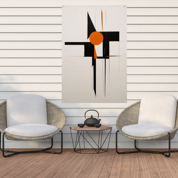Zwart-Wit en Oranje Abstract Design tuinposter