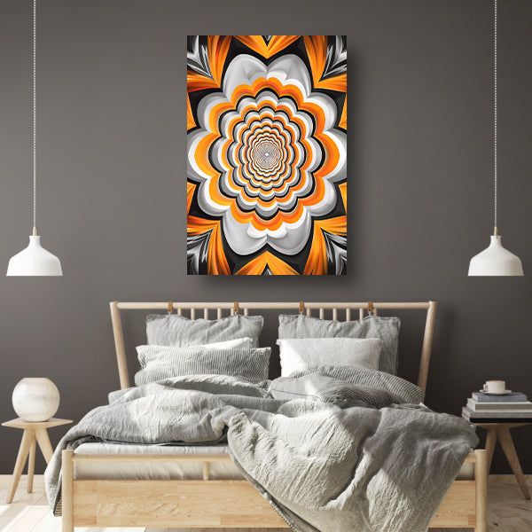 Abstract Oranje Bloem Tunnel Illusie canvas