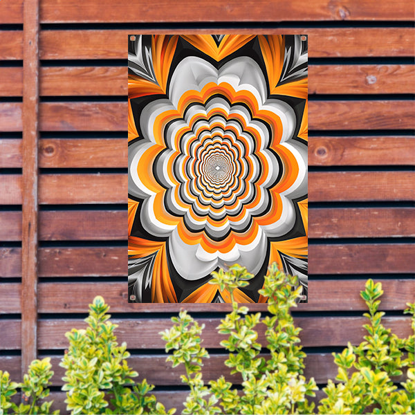Abstract Oranje Bloem Tunnel Illusie tuinposter