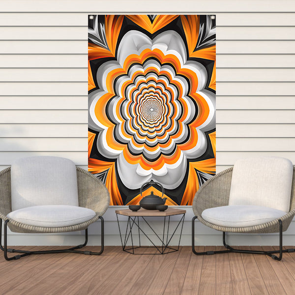 Abstract Oranje Bloem Tunnel Illusie tuinposter