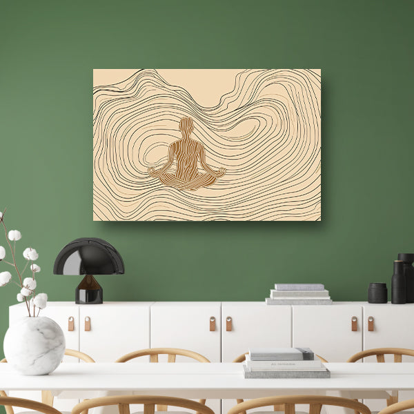 Mediterende figuur in minimalistische lijntekening canvas