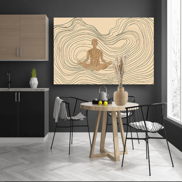 Mediterende figuur in minimalistische lijntekening acrylglas