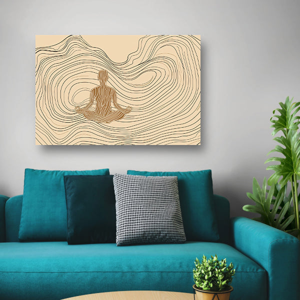 Mediterende figuur in minimalistische lijntekening acrylglas