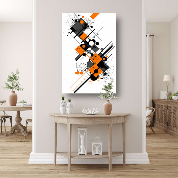 Abstract Kunstwerk met Oranje en Zwarte Vormen canvas