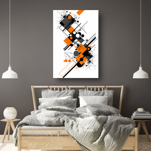 Abstract Kunstwerk met Oranje en Zwarte Vormen canvas