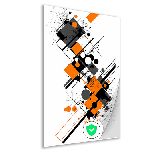 Abstract Kunstwerk met Oranje en Zwarte Vormen poster