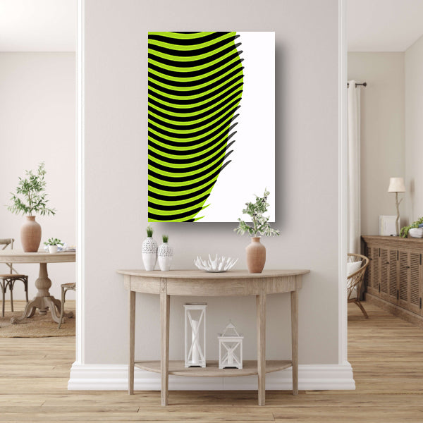 Abstracte lijnen met groene en zwarte golven canvas