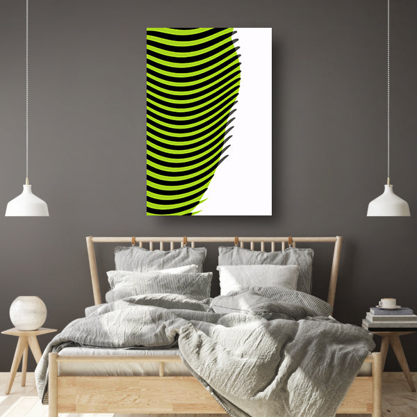 Abstracte lijnen met groene en zwarte golven canvas