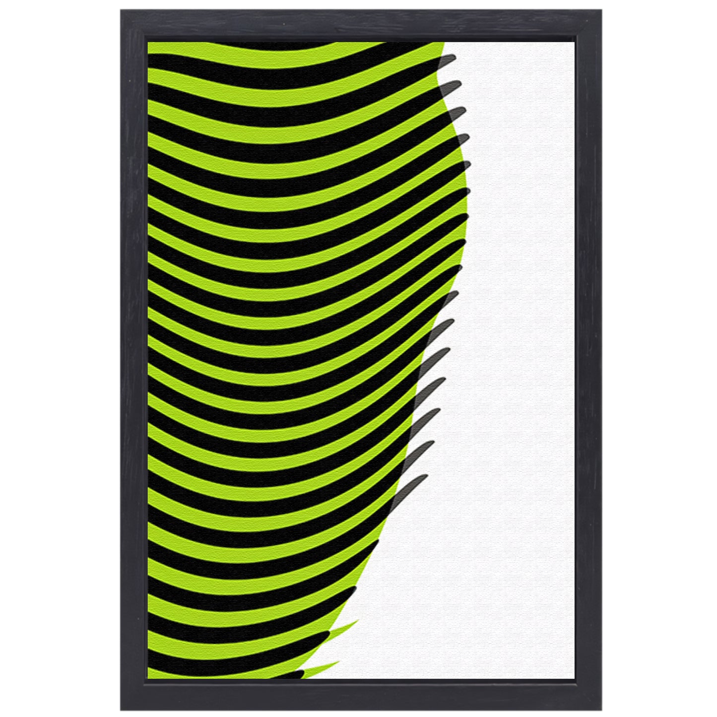 Abstracte lijnen met groene en zwarte golven canvas met baklijst