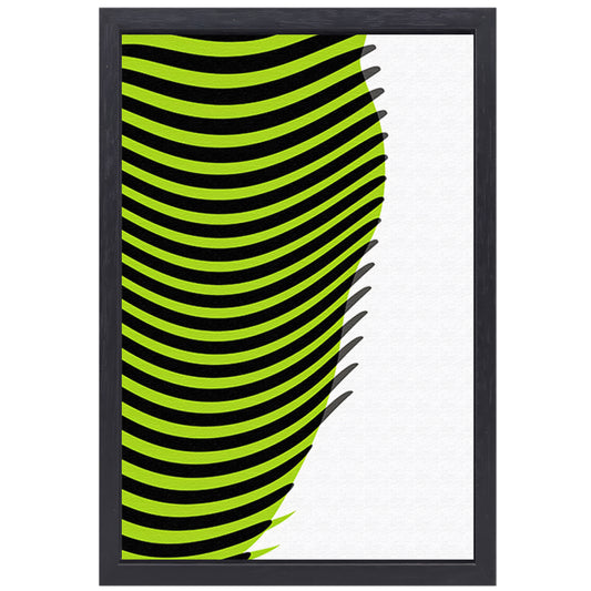 Abstracte lijnen met groene en zwarte golven canvas met baklijst