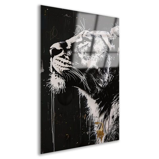 Zwart-wit portret van een trotse leeuw acrylglas
