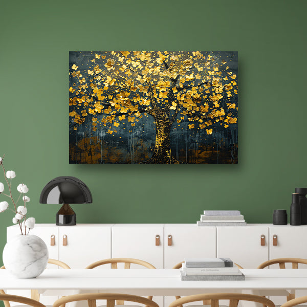 Schitterende gouden boom met bladeren poster