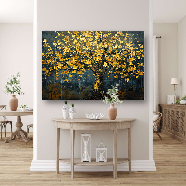 Schitterende gouden boom met bladeren poster