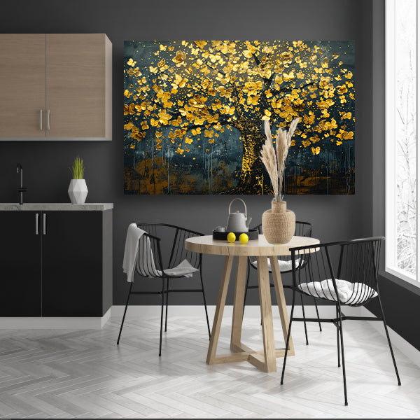 Schitterende gouden boom met bladeren poster