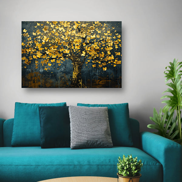 Schitterende gouden boom met bladeren acrylglas
