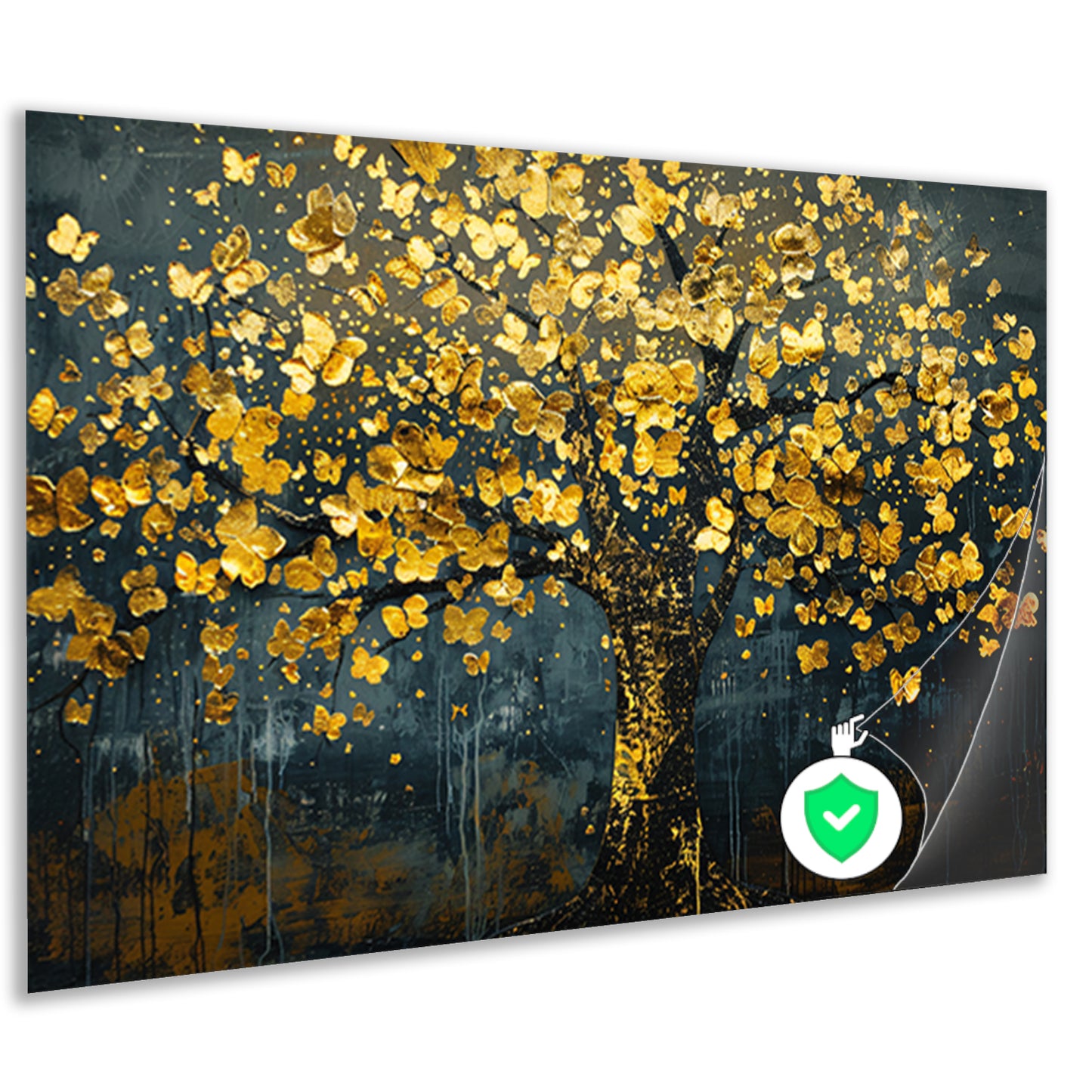 Schitterende gouden boom met bladeren poster