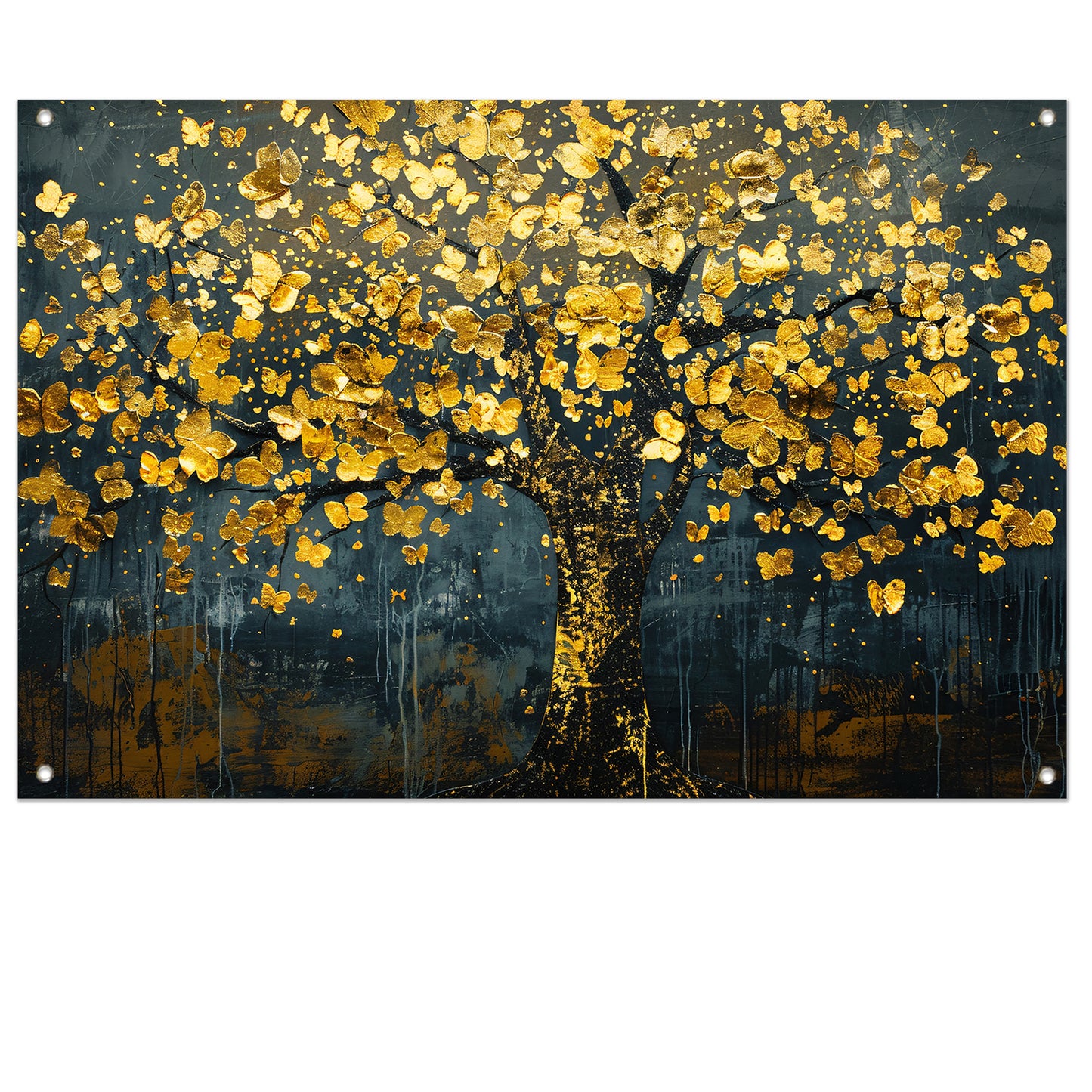 Schitterende gouden boom met bladeren tuinposter