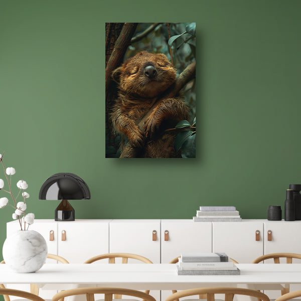 Schattig slapend dier in het bos canvas