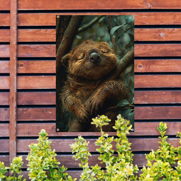 Schattig slapend dier in het bos tuinposter
