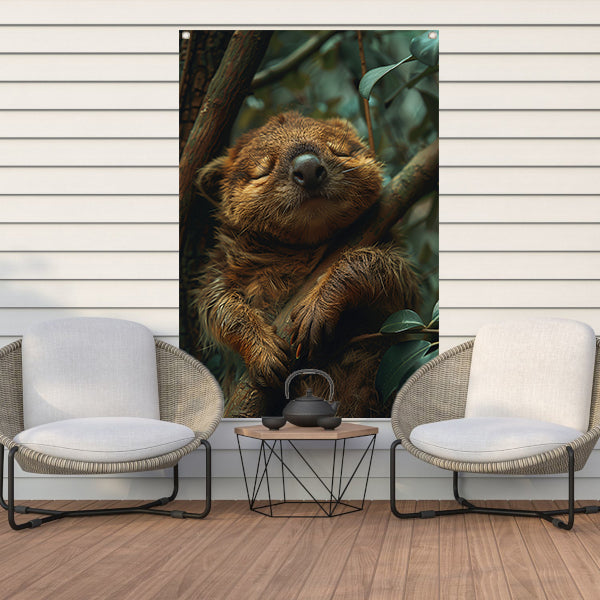 Schattig slapend dier in het bos tuinposter