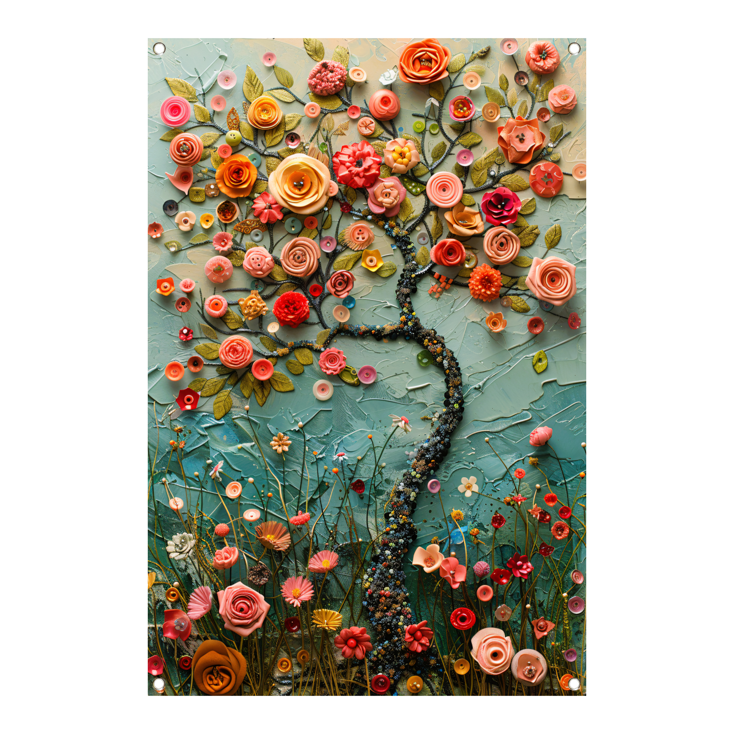 Kleurrijk Bloemenboom Schilderij voor Interieur tuinposter