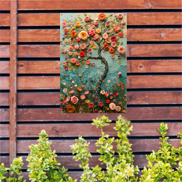 Kleurrijk Bloemenboom Schilderij voor Interieur tuinposter