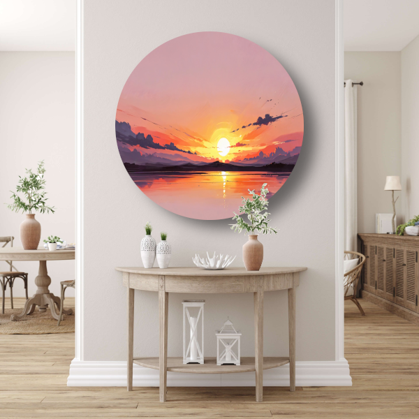 Magische reflectie van kleurrijke zonsondergang forex muurcirkel