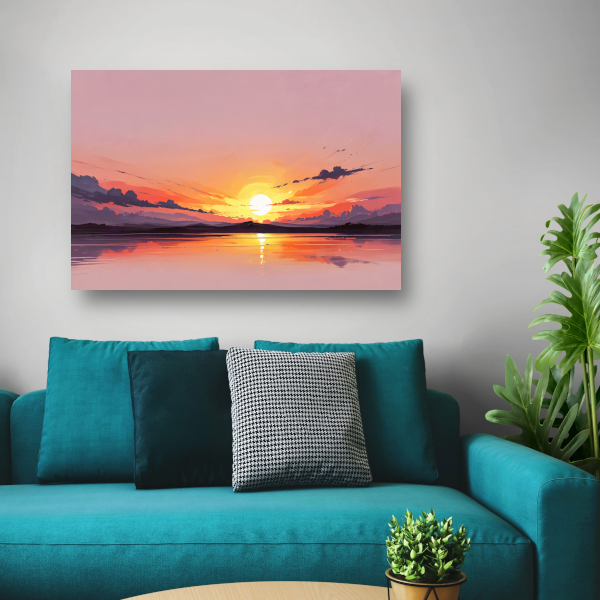 Magische reflectie van kleurrijke zonsondergang poster