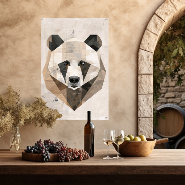 Abstracte Beer in Geometrische Kubistische Stijl tuinposter