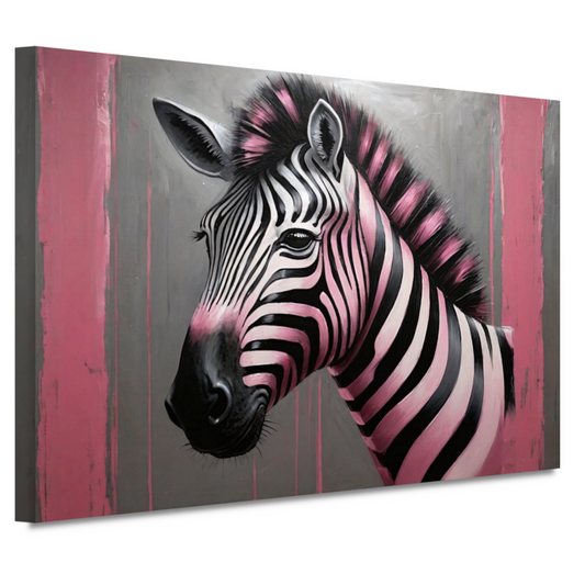 Moderne zebra met roze strepen schilderij canvas