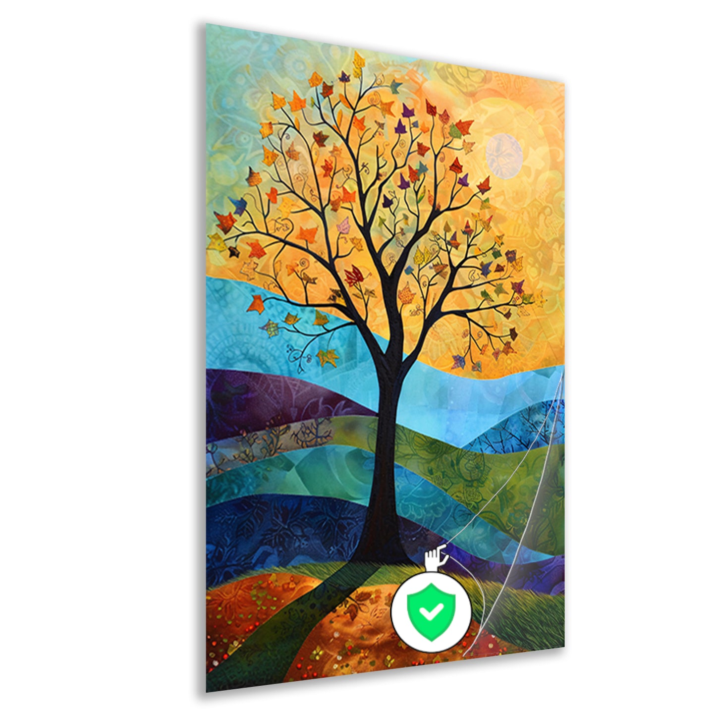 Surrealistisch herfstlandschap met kleurrijke boom poster