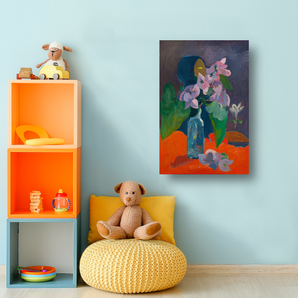 Stilleven met bloemen en idool - Paul Gauguin canvas