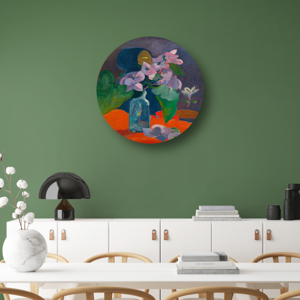 Stilleven met bloemen en idool - Paul Gauguin forex muurcirkel