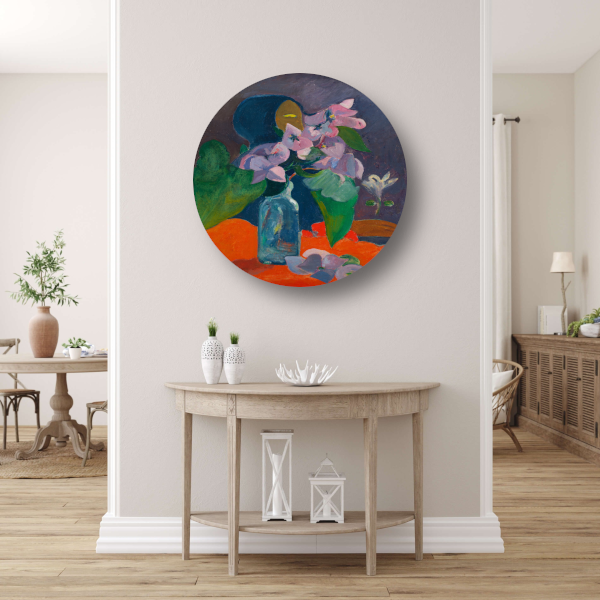Stilleven met bloemen en idool - Paul Gauguin forex muurcirkel