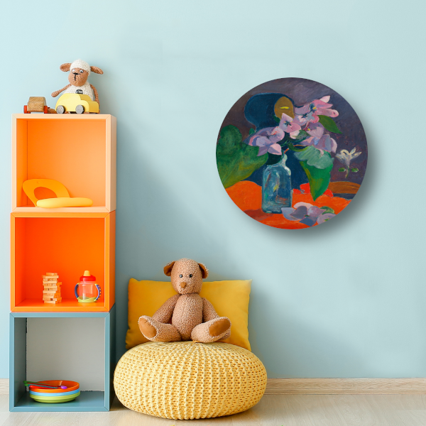 Stilleven met bloemen en idool - Paul Gauguin forex muurcirkel