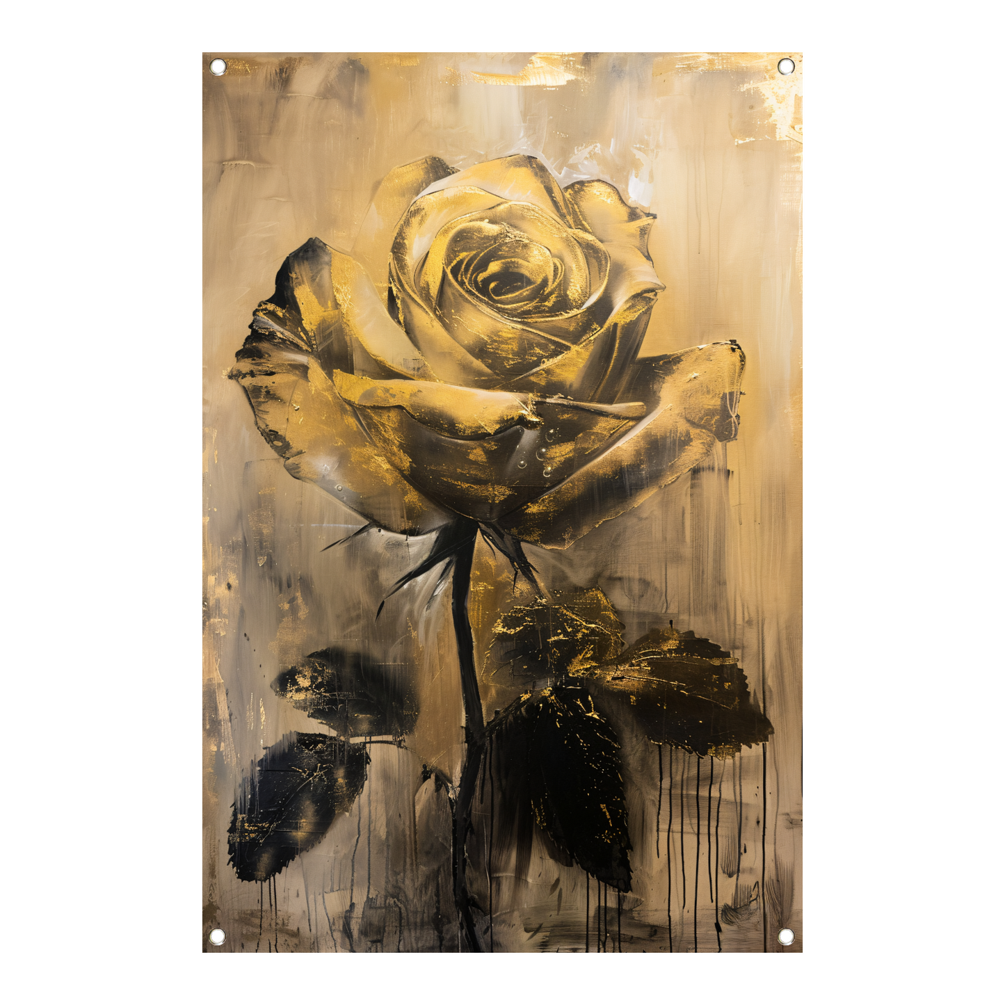 Abstracte Gouden Roos op Beige Achtergrond tuinposter