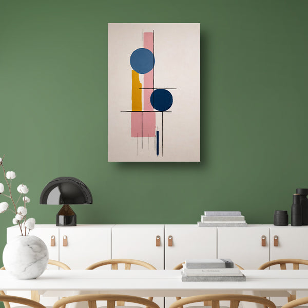 Geometrische abstractie met contrasterende kleuren canvas